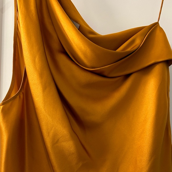 The SEI. draped one shoulder silk top. Burnt orange color. Brand new, never worn - Picture 8 of 8